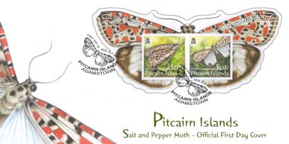 Salt and Pepper moth Mini Sheet FDC