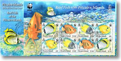 WWF Tropical Reef Fish mini-sheet FDC